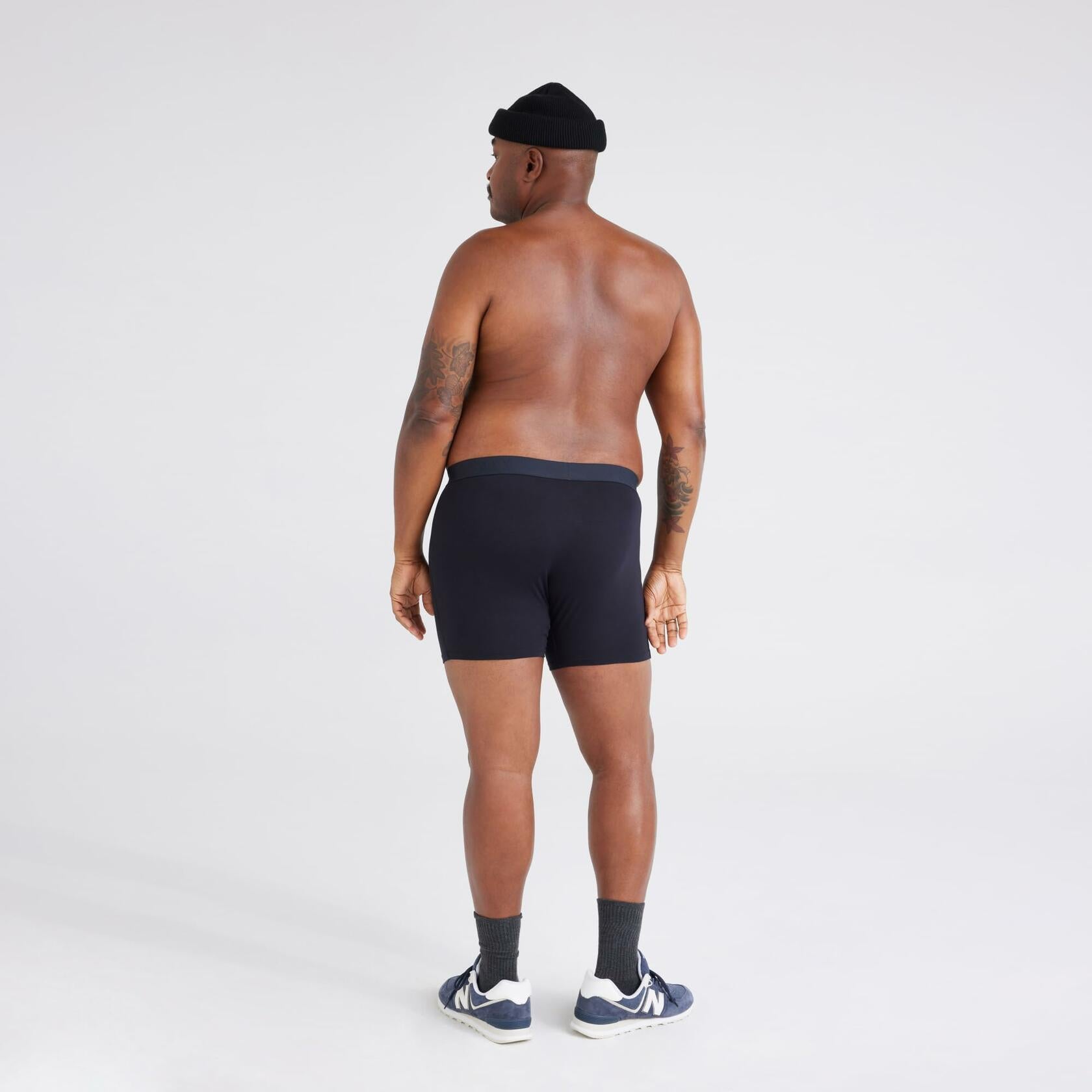 SAXX Underwear Co. Men's Ultra Super Soft Boxer Brief Fly, Black/Black, Medium