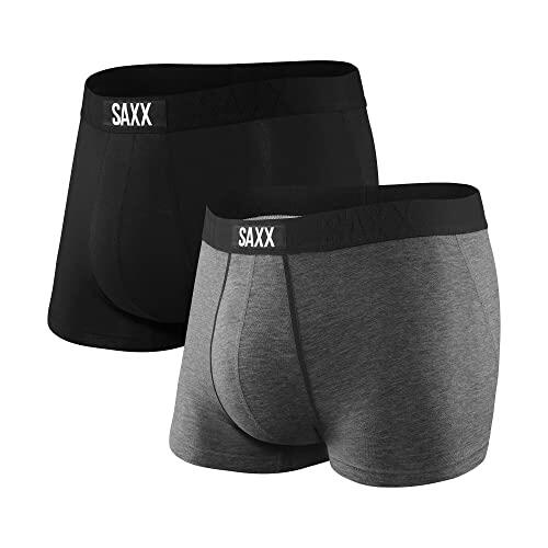 Saxx Men's Underwear – Vibe Soft Boxer Briefs – Pack of 2, Black/Black, X-Large