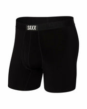 SAXX Underwear Co. Men's Ultra Super Soft Boxer Brief Fly, Black/Black, Medium