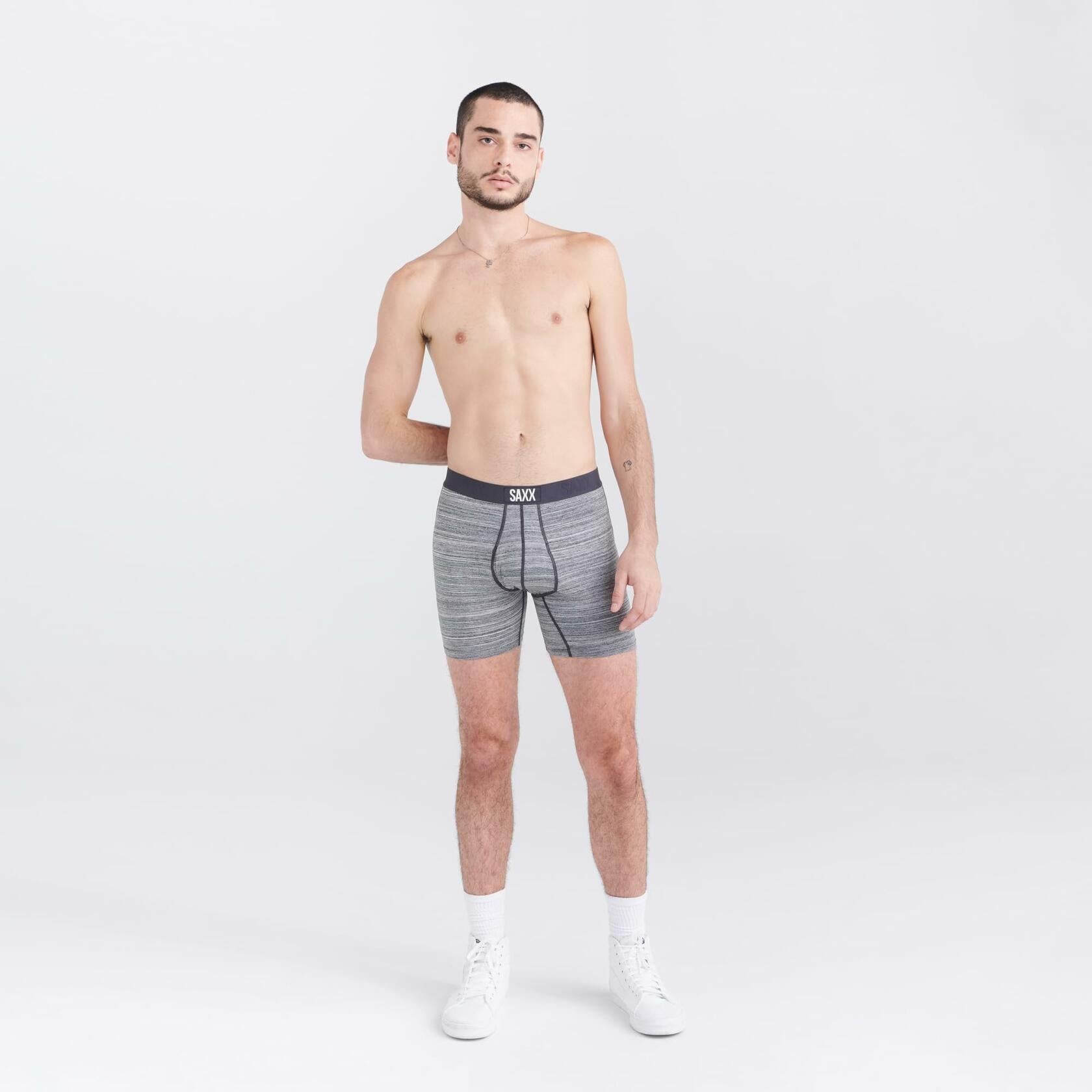 SAXX Underwear Co. Men's Ultra Super Soft Boxer Brief Fly, Heather-Grey, Medium