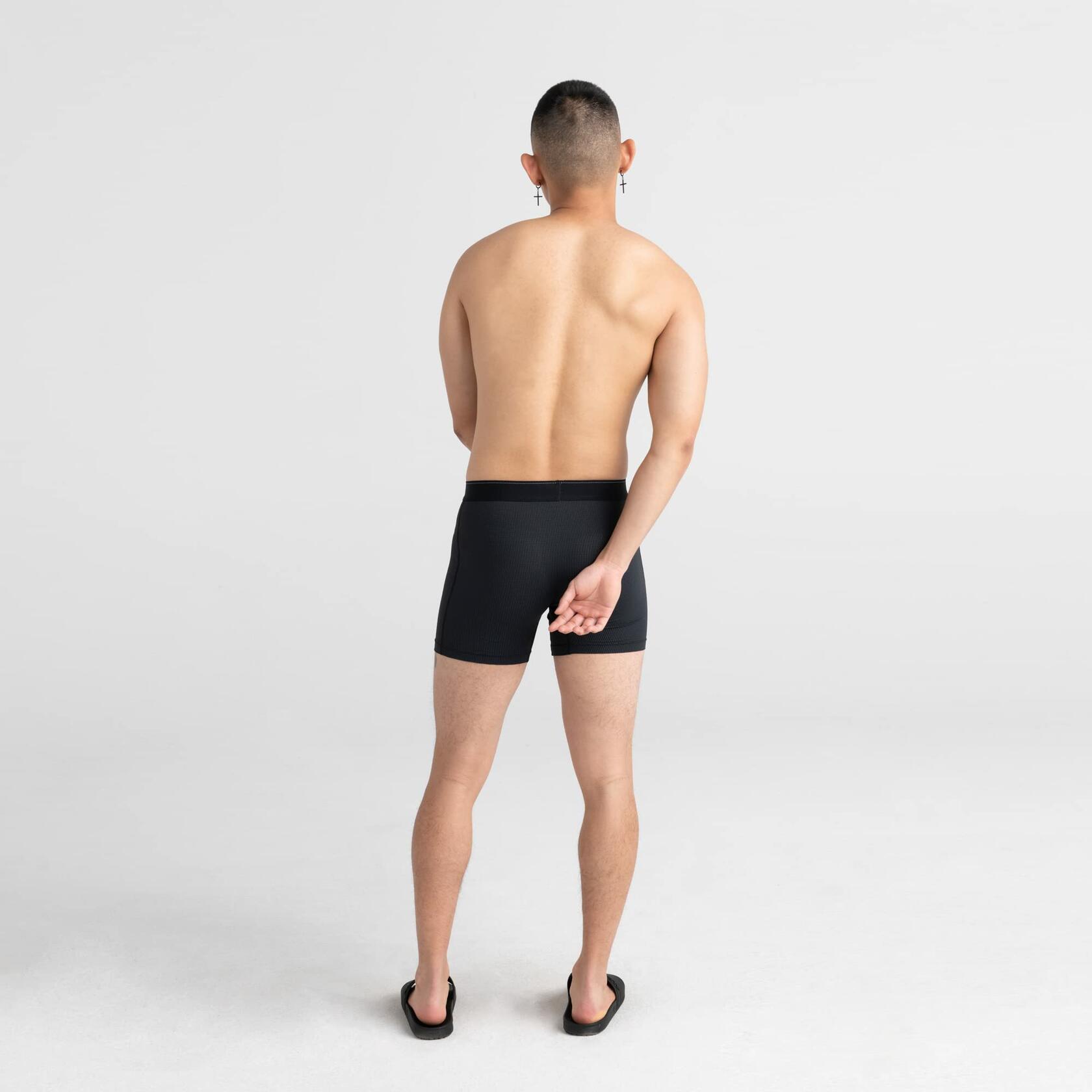 SAXX Men's Underwear w/Pouch Quest Quick Dry Mesh Boxer Brief Fly Black Ii Small