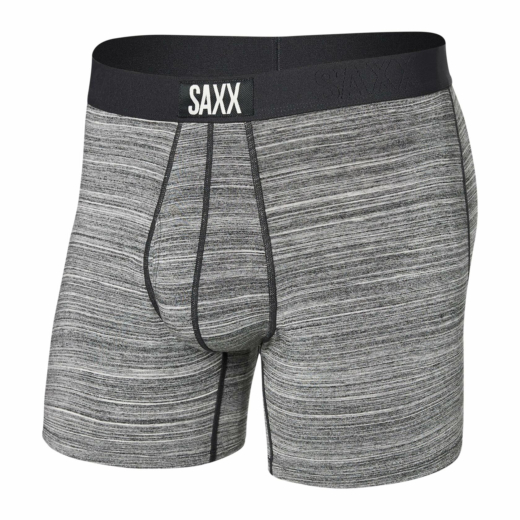 SAXX Underwear Co. Men's Ultra Super Soft Boxer Brief Fly, Heather-Grey, Medium