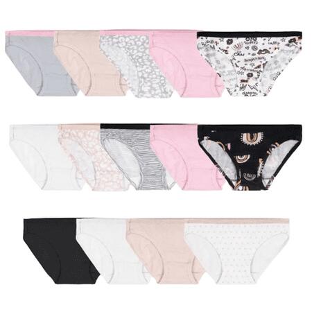Fruit of the Loom Girls' 14pk Cotton Bikini Underwear - Asst Colors Size 6