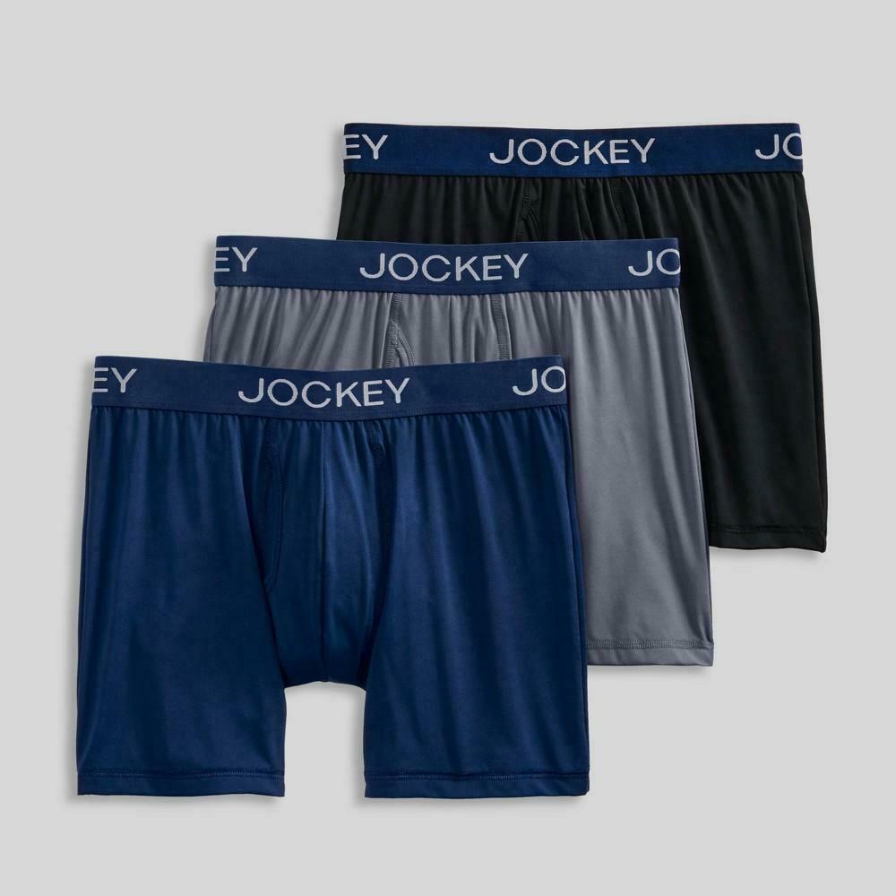 Jockey Generation™ Men's Microfiber Long Leg 3pk Boxer Briefs Gray/Black/Blue L