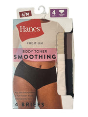 Hanes Premium Women's 4pk Tummy Control Brief Shapewear White/Beige/Black/Gray M