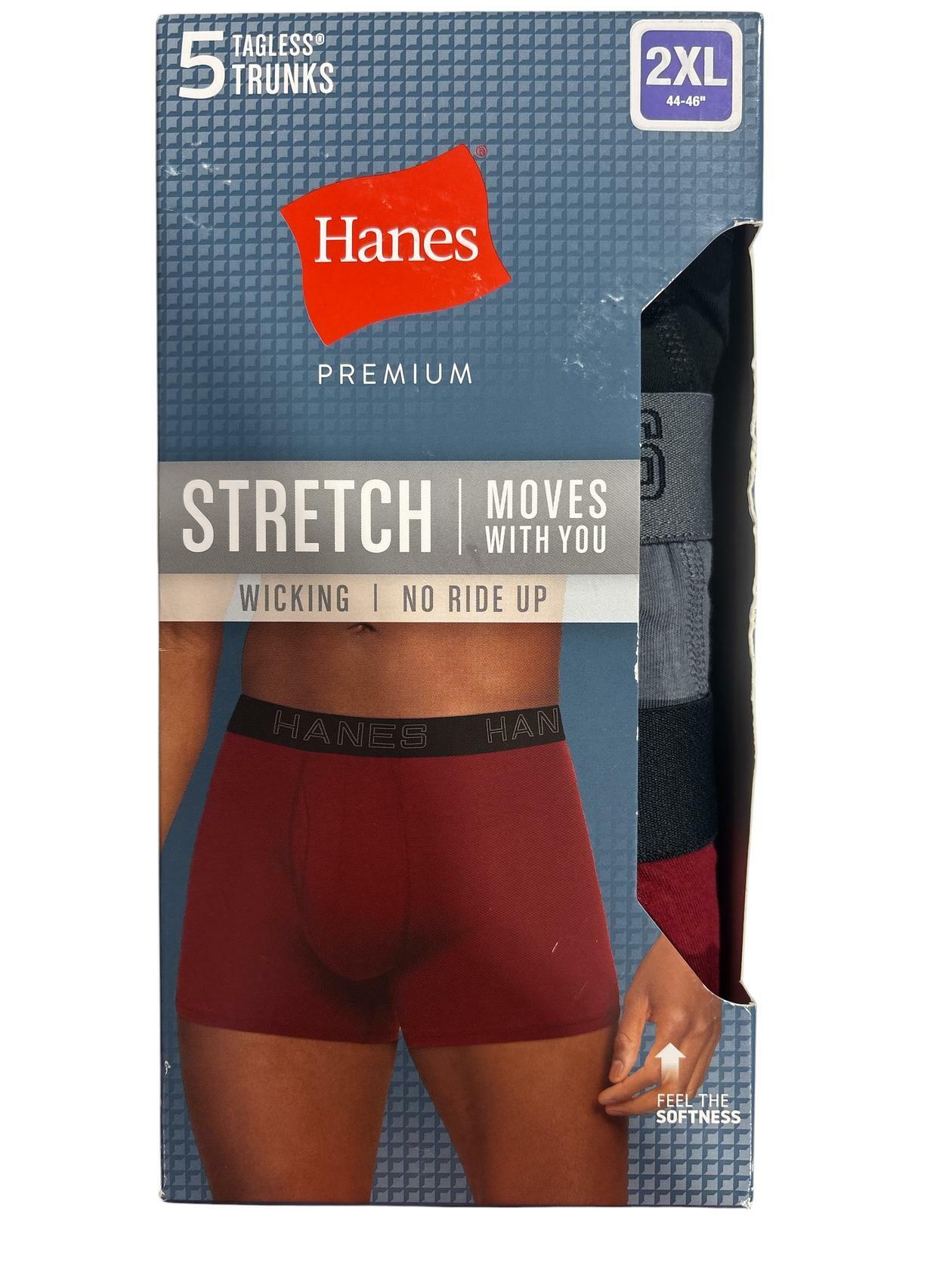 Hanes Premium Men's Stretch Trunks 5pk - Multi Color 2XL Tagless, Wicking