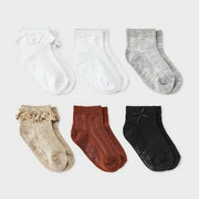 Toddler Girls' 6pk Ruffle Bow Ankle Socks - Cat & Jack™ 4T-5T