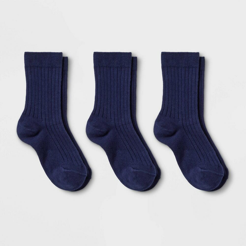 Kids' 3pk Dress Socks - Cat & Jack™ Navy L