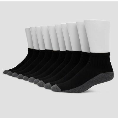 Hanes Premium Men's Cool Comfort Ankle Socks 10pk - Black 6-12: Cushioned Sole
