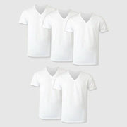 Hanes Premium Men's Short Sleeve V-Neck T-Shirt 5pk - White L: Tagless