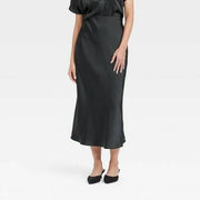 Women's Midi A-Line Skirt - A New Day™ Black XL: Recycled Polyester, Slim Fit