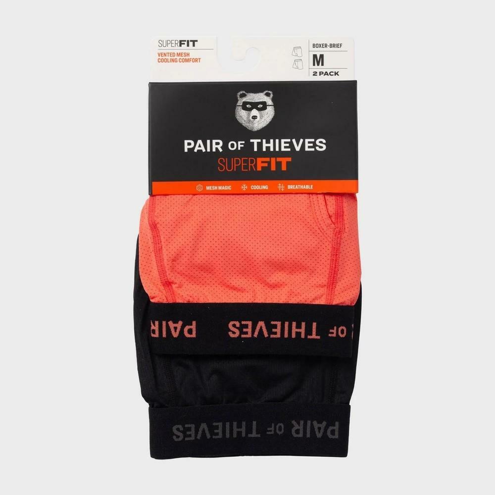 Pair of Thieves Men's 2pk Super Fit Solids Boxer Briefs - Black/Coral Pink XL