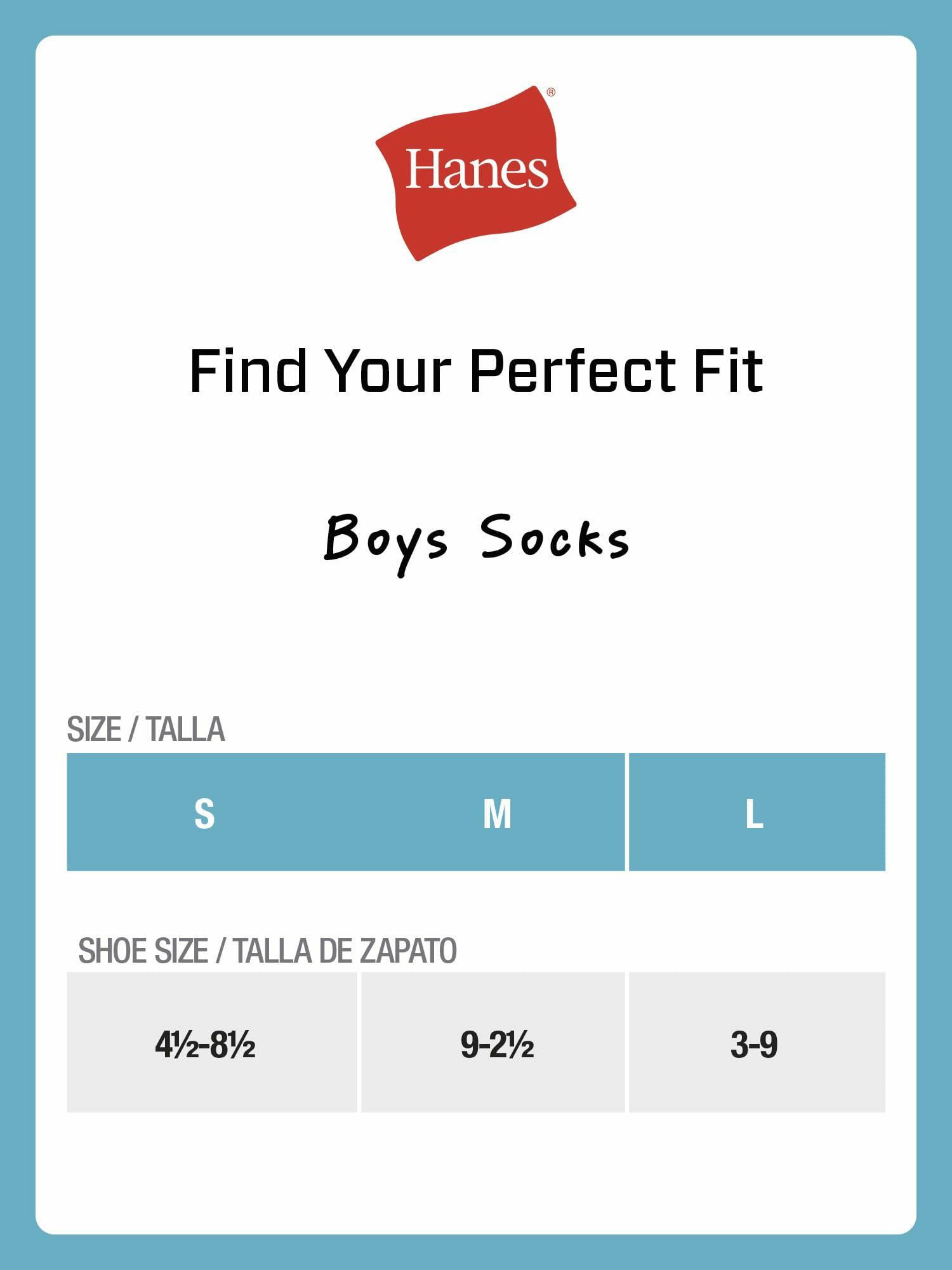 Hanes Boys Socks, Double Tough Cushioned Crew 12-pair White/Grey Bottom, Large