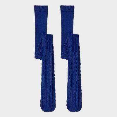 Girls' 2pk Cotton Tights - Cat & Jack™ Blue M 7-10