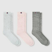 Champion Women's Authentic Originals 3pk Slouch Socks Gray/Pink/Dark Gray 4-10