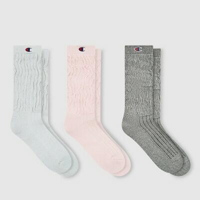 Champion Women's Authentic Originals 3pk Slouch Socks Gray/Pink/Dark Gray 4-10