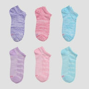 Hanes Premium Girls' 6pk No Show Socks - Colors May Vary L