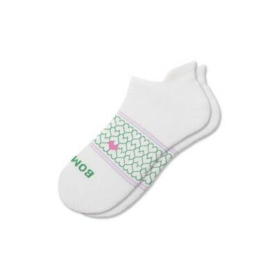 Bombas Women's Heart Arch and Stripes Ankle Socks - Soft White Medium