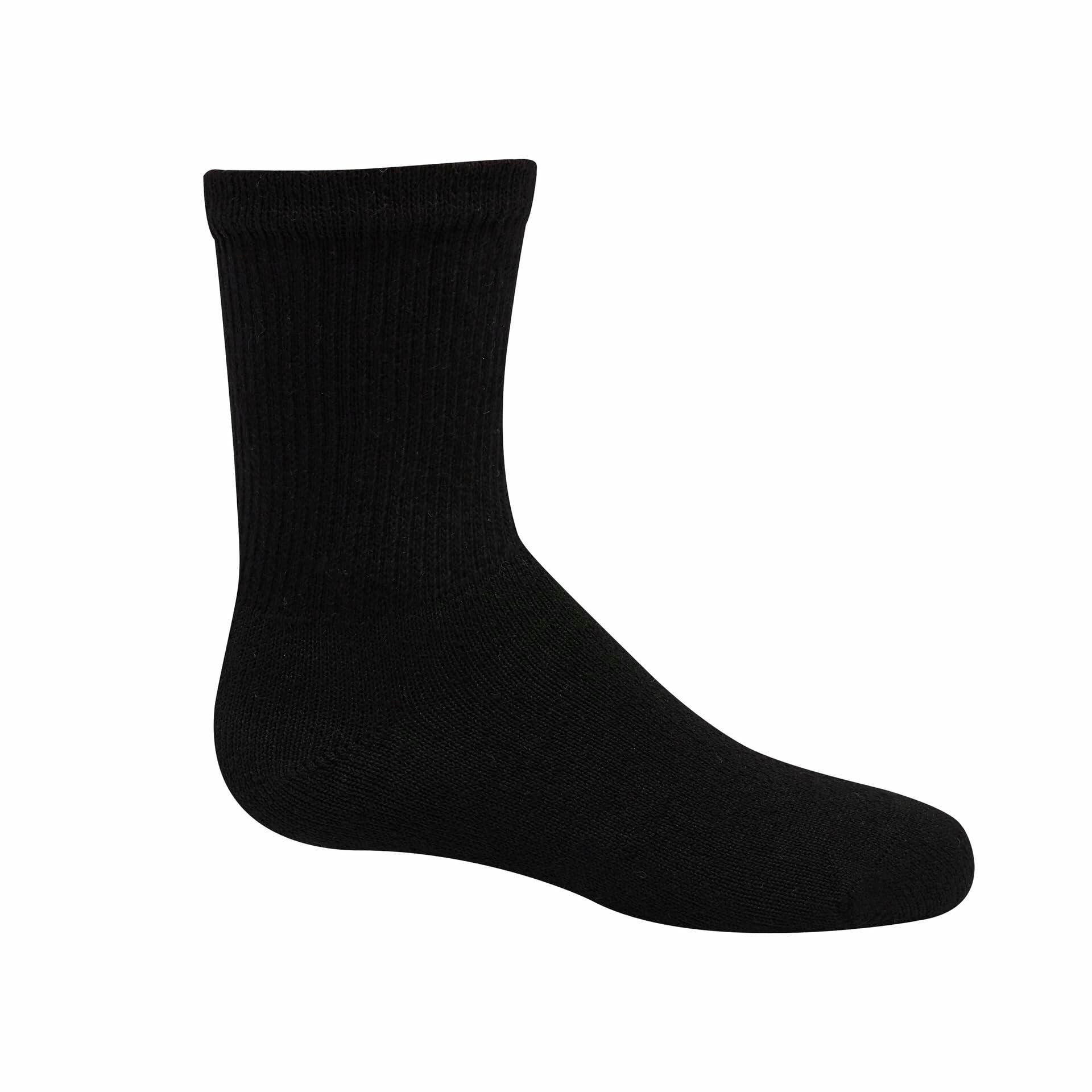 Hanes Boys' Crew Socks Pack, Socks for Boys m 9-2.5, Stretch Cotton 12-Pack