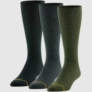 Goldtoe Signature Men's Crew Socks 3pk - Black/Charcoal Gray/Olive Green 6-12.5