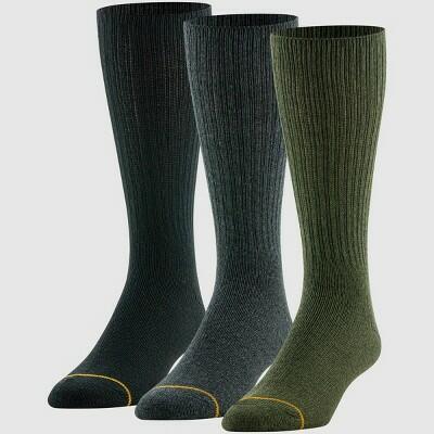Goldtoe Signature Men's Crew Socks 3pk - Black/Charcoal Gray/Olive Green 6-12.5