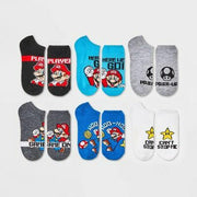 Kids' Nintendo Super Mario 6pk Socks - Blue/Gray XS/S