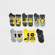Boys' Pokémon Pikachu 6pk No Show Socks - Gray/Yellow S/M
