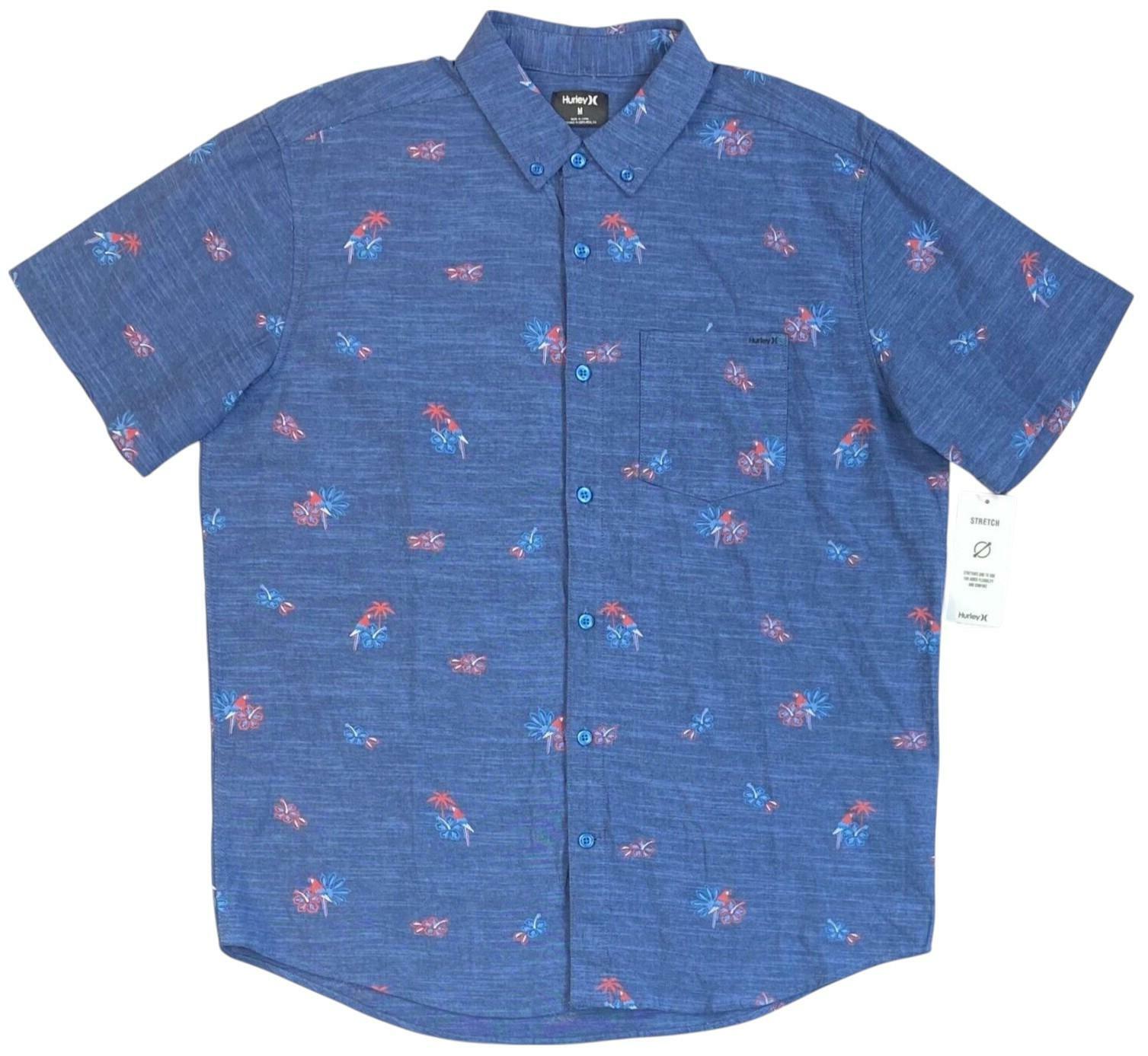 Men's Hurley OAO Stretch Print Short Sleeve Button Front Shirt XL