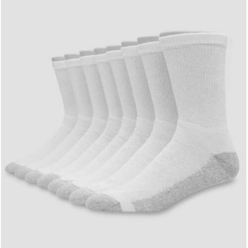 Hanes Men s 8pk Crew Socks with FreshIQTM  White  6-12
