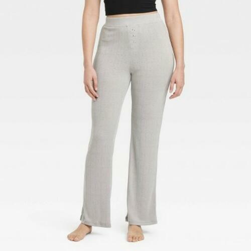 Women's Straight Leg Pointelle Boxer Pants - Auden™ Heather Gray M: Faux Fly