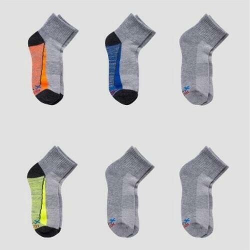 Hanes Moves Premium Boys' 6pk 3-9 Ankle Socks - Colors May Vary L
