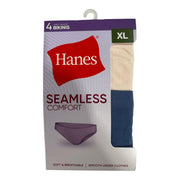 Hanes Underwear Bikini Pack 4-Pack Seamless Panties Stretch Assorted Color XL