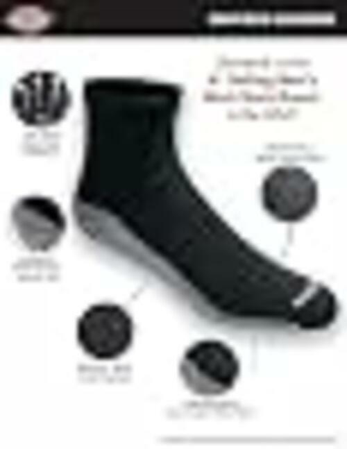 Dickies Men's Dri-Tech Moisture Control Quarter Socks Black Large (6-12)