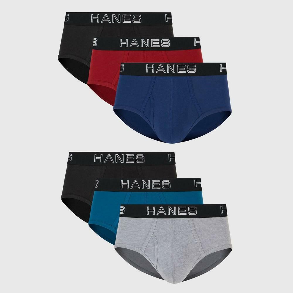 Hanes Premium Men's Stretch Classic Briefs 6pk - Blue/Black/Red XL