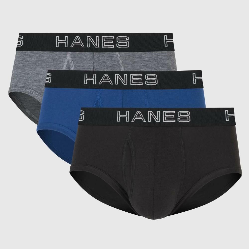 Premium Men's 3-Pack Comfort Flex Briefs Support Pouch - Gray, Blue, Black Large