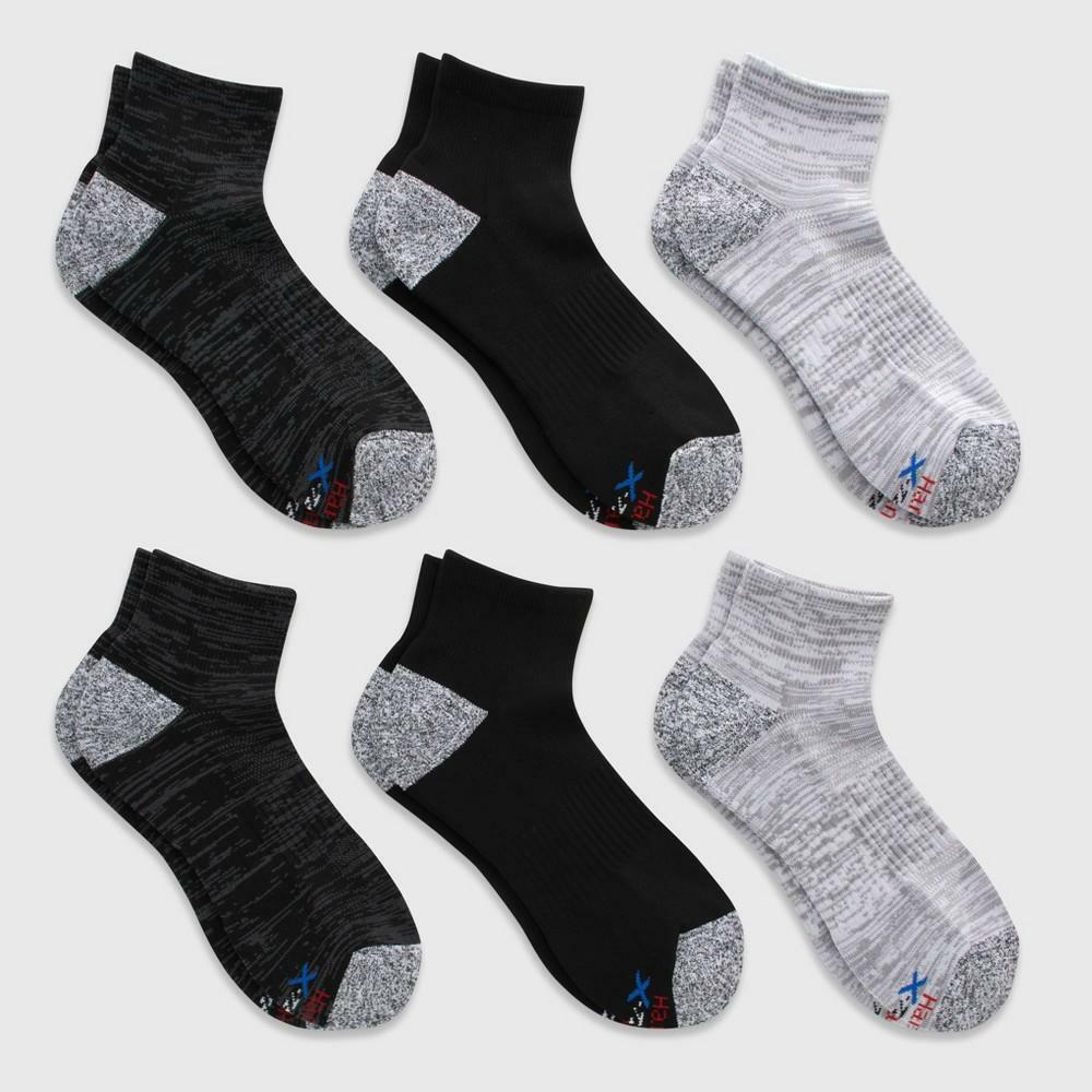 Hanes Moves Premium Men's Performance Ankle Socks 6pk - Charcoal Gray 6-12