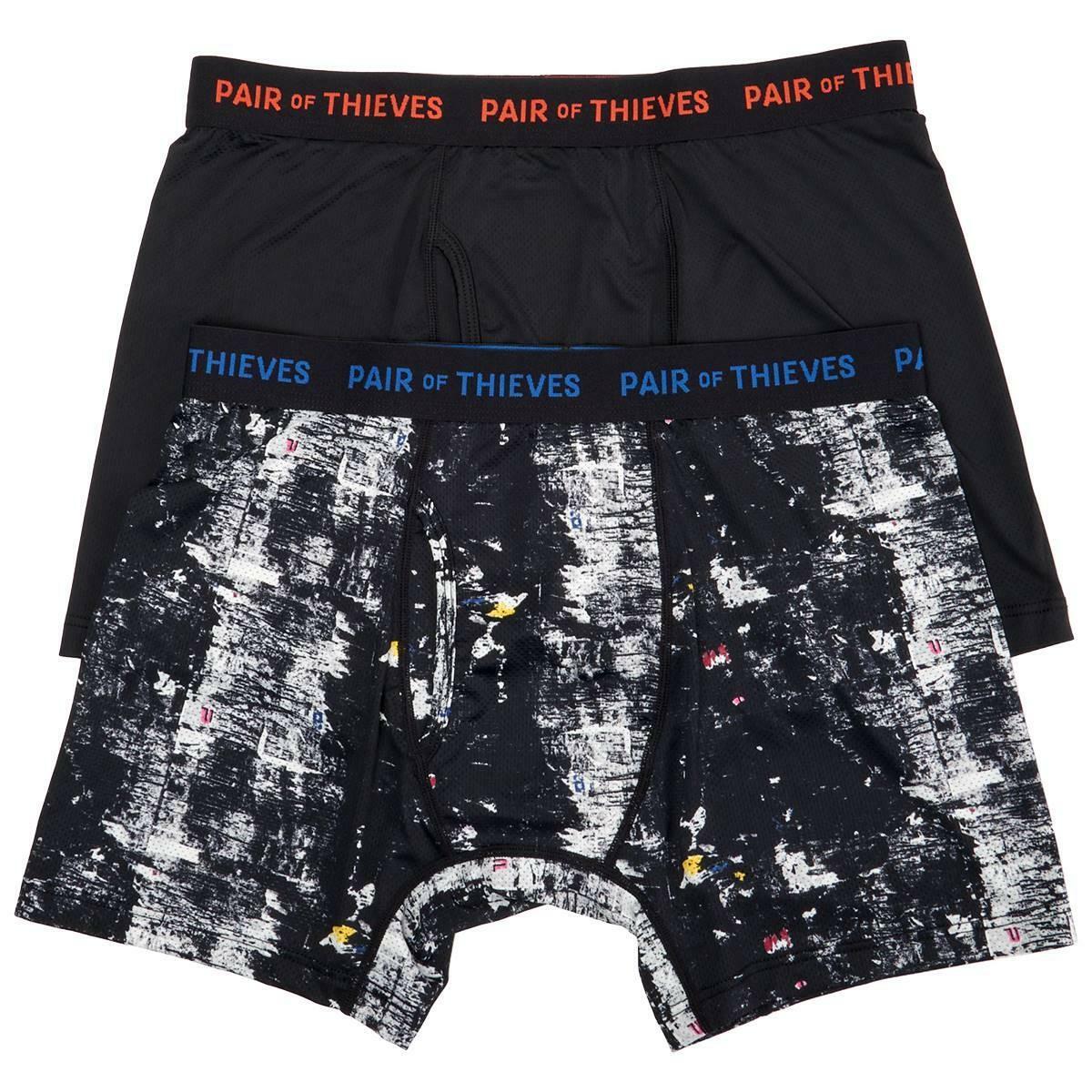 Pair of Thieves Men's Super Fit Boxer Briefs 2pk - Black/Abstract S