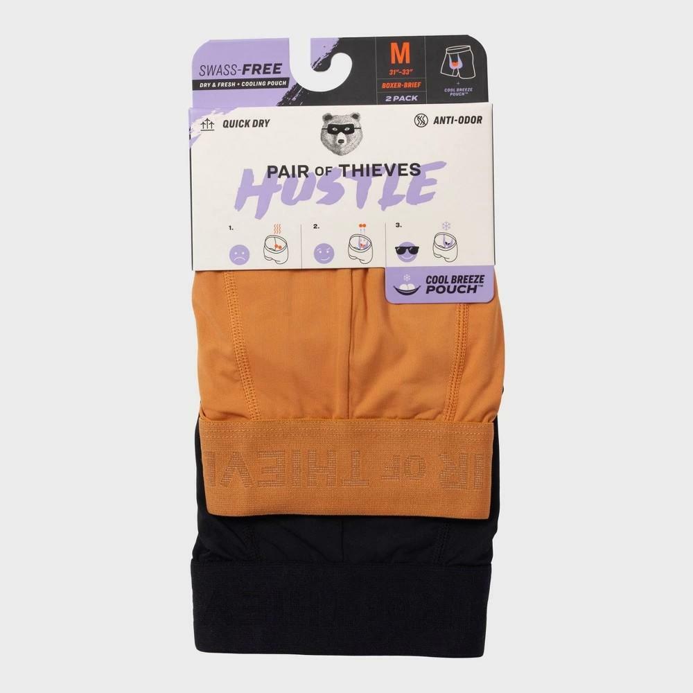 Pair of Thieves Men's 2pk Hustle Boxer Briefs - Gold M: Nylon & Spandex, Tagless