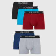 Hanes Premium Men's Mid-Rise Stretch Trunks 5pk - Blu/Black/Gray S