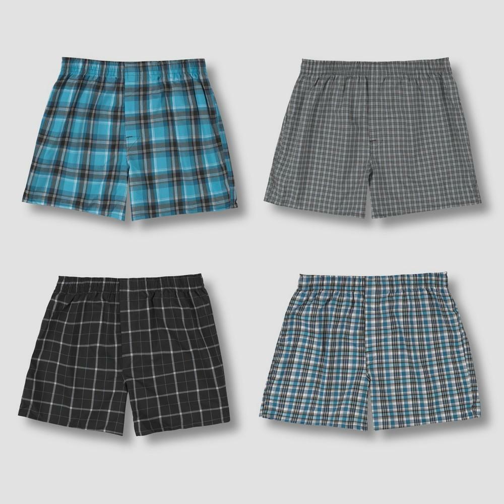 Hanes Premium Men's Stretch Woven Boxer Briefs 4pk - Blue/Green XXL
