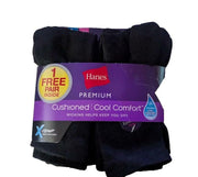 Hanes Premium Women S 7 Pack Cushioned Crew Socks Black Size 5-9 X-Temp