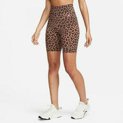 Nike Women's One Dri-FIT Leopard Print 7" Biker Shorts in Brown Size Small
