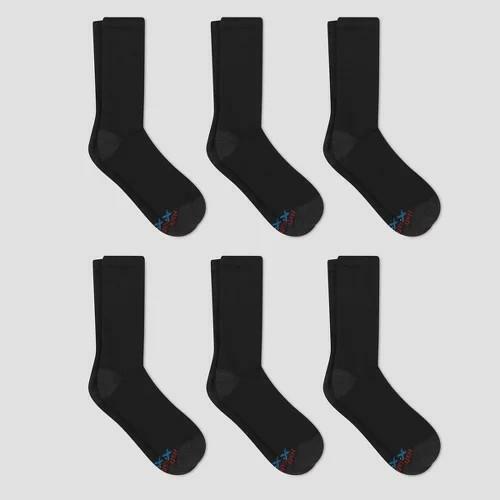 Hanes Premium Men's X-Temp Breathable Crew Socks 6pk - Black: 6-12