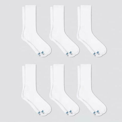 Men's Hanes Moves Premium Performance Cushioned Crew Socks 6pk - White 6-12