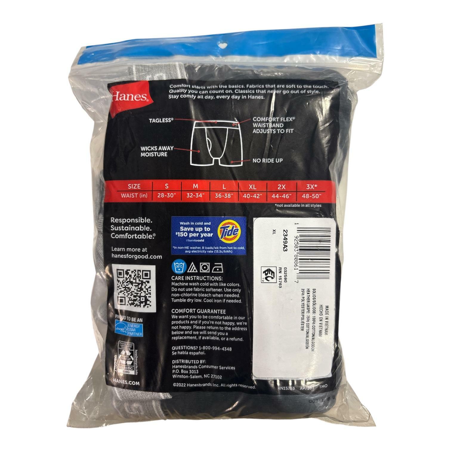 Hanes Men's 3pk Boxer Briefs - Black/Grey XL