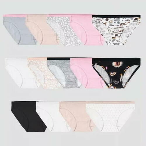 Fruit of the Loom Girls' 14pk Cotton Bikini Underwear - 10: Tagless