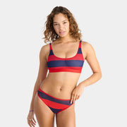 Parade Silky Mesh Scoop Bralette & Cheeky Underwear Set Red/Blue Stripe X-Small
