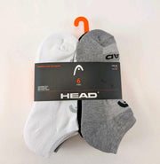 HEAD Womens Socks Low Cut 6 Pairs Size 6-10 White Grey Black Cushioned