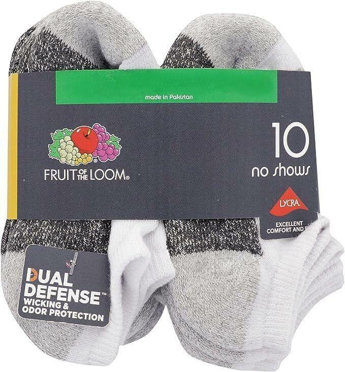 Fruit of the Loom Boys Durable No Show Socks, 10 Pack