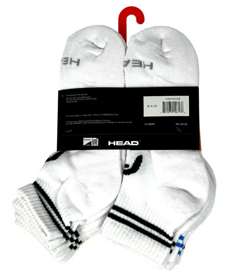 HEAD MEN'S SHORTY CREW 8 PAIRS SOCKS WHITE SHOE SIZE 7-12